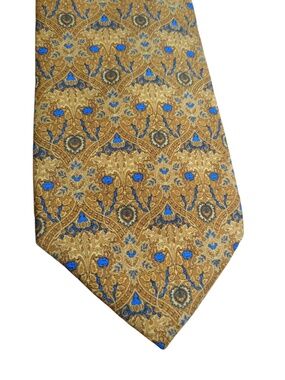 Vintage Metropolitan Museum of Art Silk Tie Blue Gold Geometric Art Nouveau MMA